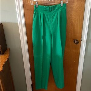 Vintage Green Women's Trousers with belt details